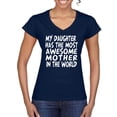thumbnail image 1 of My Daughter Has The Most Awesome Mother Mother's Day Womenâ€™s Standard V-Neck Tee, Navy, X-Large, 1 of 3