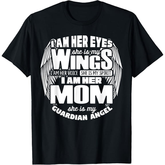 My Daughter Is My Guardian Angel Tee I Am Her Mom, Grief T-ShirtMen and women, Black T-shirt, size: Extra large S-4XL