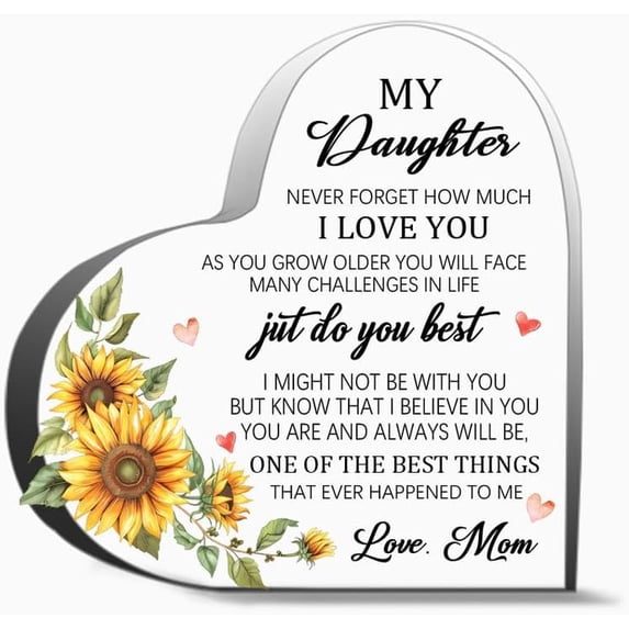 My Daughter Never Forget How Much I Love You Gifts For Women Men,Acrylic Heart Keepsake For Teacher Colleague Boss Family And Friends 4X4In