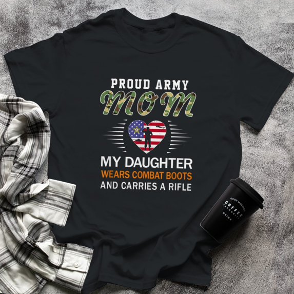 My Daughter Wear Combat Boots-Proud Army Mom Camouflage Army (13), Small, Black