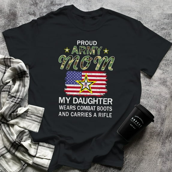 My Daughter Wear Combat Boots-Proud Army Mom Camouflage Army (4), Medium, Black