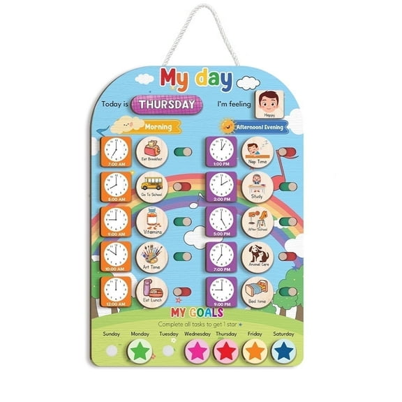 My Day Wooden Daily Routine For Kids, Chore List For Kids