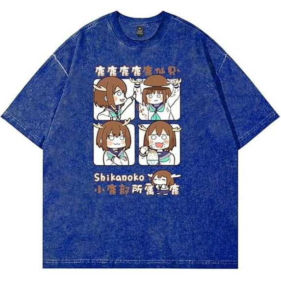 My Deer Friend Nokotan Anime Noko Shikanoko Washed T-Shirt - Unisex Cotton Short Sleeve Streetwear Tops