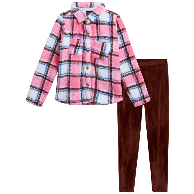 My Destiny Girls' Leggings Set 2 Piece Cozy Sherpa Fleece Shacket and
