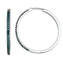 My Diamond Box 1/2 cttw Black Diamond Hoop Earrings in Sterling Silver