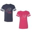 thumbnail image 1 of My Dog Cat Think I am Cool Unisex Couple Matching Cotton Jersey style T-Shirt Contrasting stripes on sleeves (Men Navy / Women Pink) (Men XXL / Women XL), 1 of 3