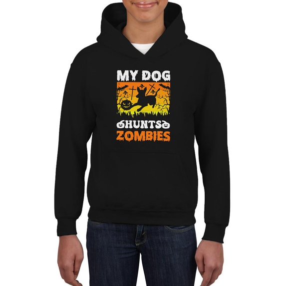 My Dog Hunts Zombies Hoodie Juniors -Image by Shutterstock, Large