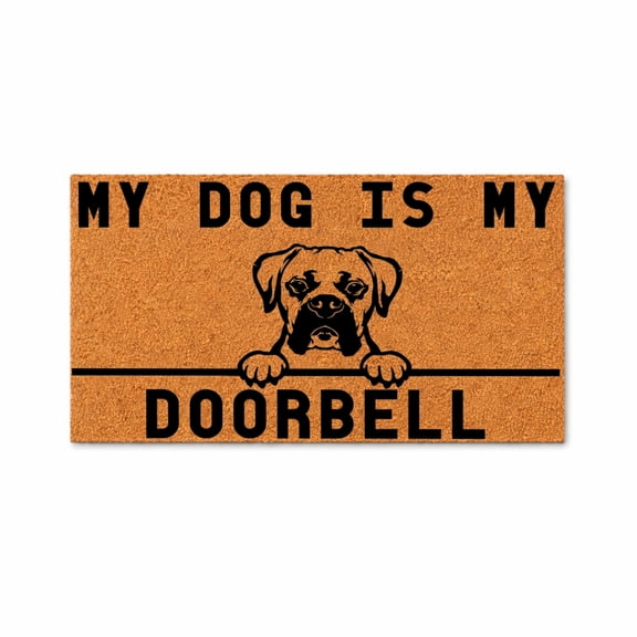 My Dog Is My Doorbell Doormat, Dog Graphic Entryway Mat, Funny Pet Welcome Mat (36x72 inches) WoodByStu 5197