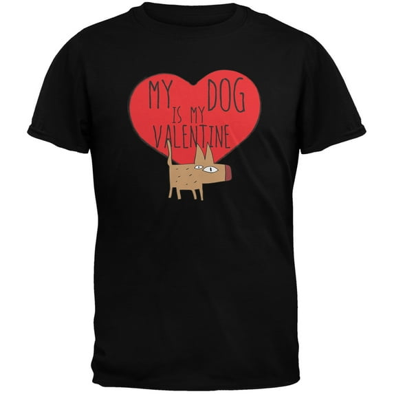 My Dog Is My Valentine Black Youth T-Shirt