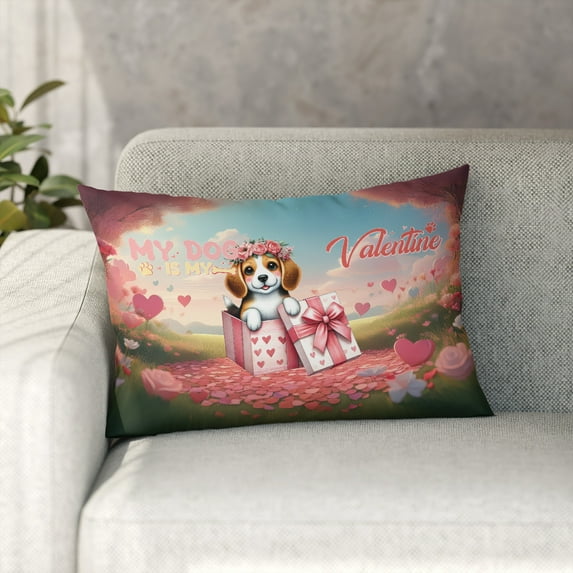 My Dog Is My Valentine Cute Beagle in Gift Box Pillowcase Double Sided Beagles Dog Lover Gifts Idea Pillow Case Covers - 3006