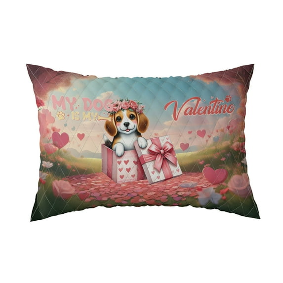 My Dog Is My Valentine Cute Beagle in Gift Box Quilt Pillowcase Beagles Dog Lover Gifts Idea Throw Pillow Cover Bed Home Decor - 3006