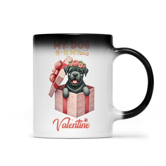 My Dog Is My Valentine Cute Cane Corso in Gift Box Heat Color Changing Mug Italian Mastiff Dog Lover Gifts Idea Magic Coffee Mug - 03006