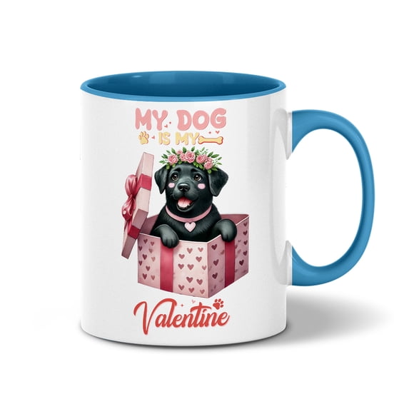 My Dog Is My Valentine Cute Labrador Retriever in Gift Box 11oz Accent Two-tone Mug Lab Dog Lover Gifts Coffee Tea Cup - 03006
