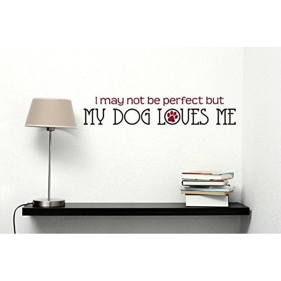 My Dog Loves Me Vinyl Wall Decals Pet Graphic, 23 x 4.5-Inch, Chocolate and Red
