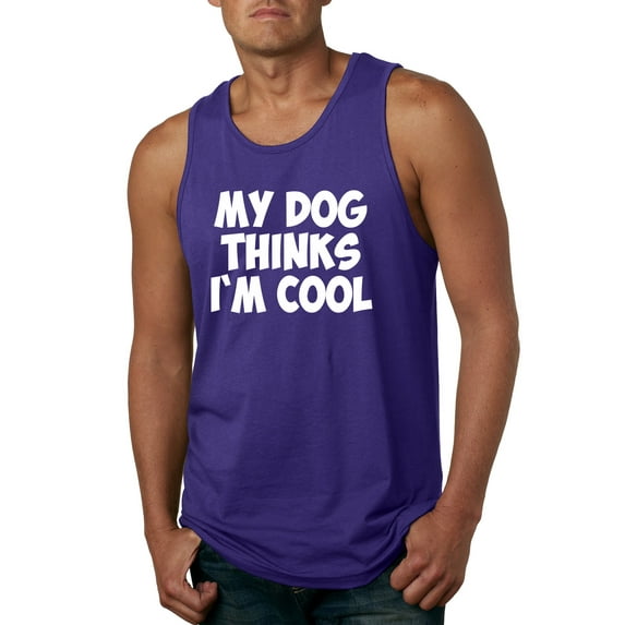 My Dog Thinks I'm Cool Funny Dog Lover Dog Lover Mens Graphic Tank Top, Purple, Medium