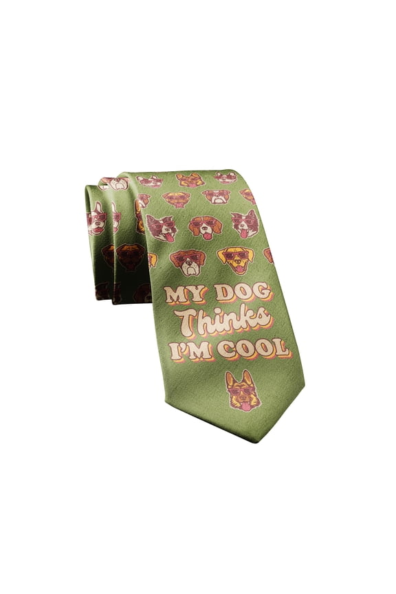 My Dog Thinks Im Cool Necktie Funny Neckties for Men Cool Dog Tie Mens Novelty Neckties