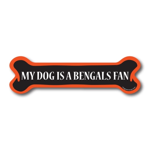 My Dog is a Bengals Fan Dog Bone Car Magnet - 2 x 7" Dog Bone Decal Heavy Duty for Car Truck SUV Waterproof …