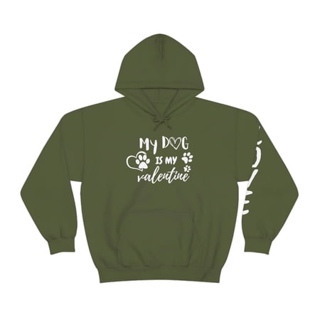 My Dog is my Valentine Heart Hoodie, Love on Sleeve, Momma Dog Hoodie, Valentine Hoodie for Woman, Heart and Paw Hoodie