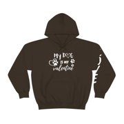 My Dog is my Valentine Heart Hoodie, Love on Sleeve, Momma Dog Hoodie, Valentine Hoodie for Woman, Heart and Paw Hoodie