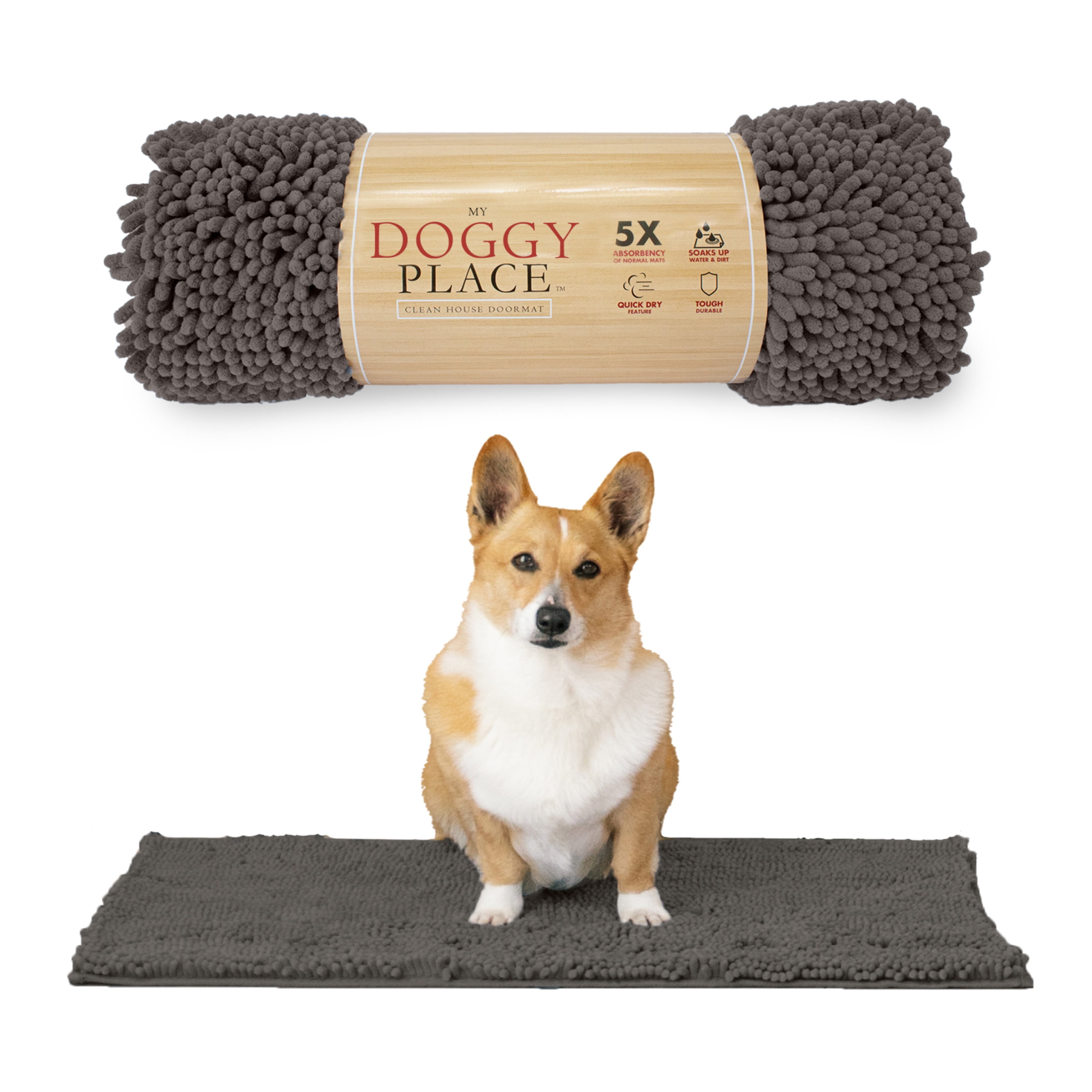 Style Basics Dog Mat For Muddy Paws - Anti-Slip Absorbent Door Rugs For Dogs  - Easy To Clean Indoor Outdoor Pet Mud Mats - 60 X