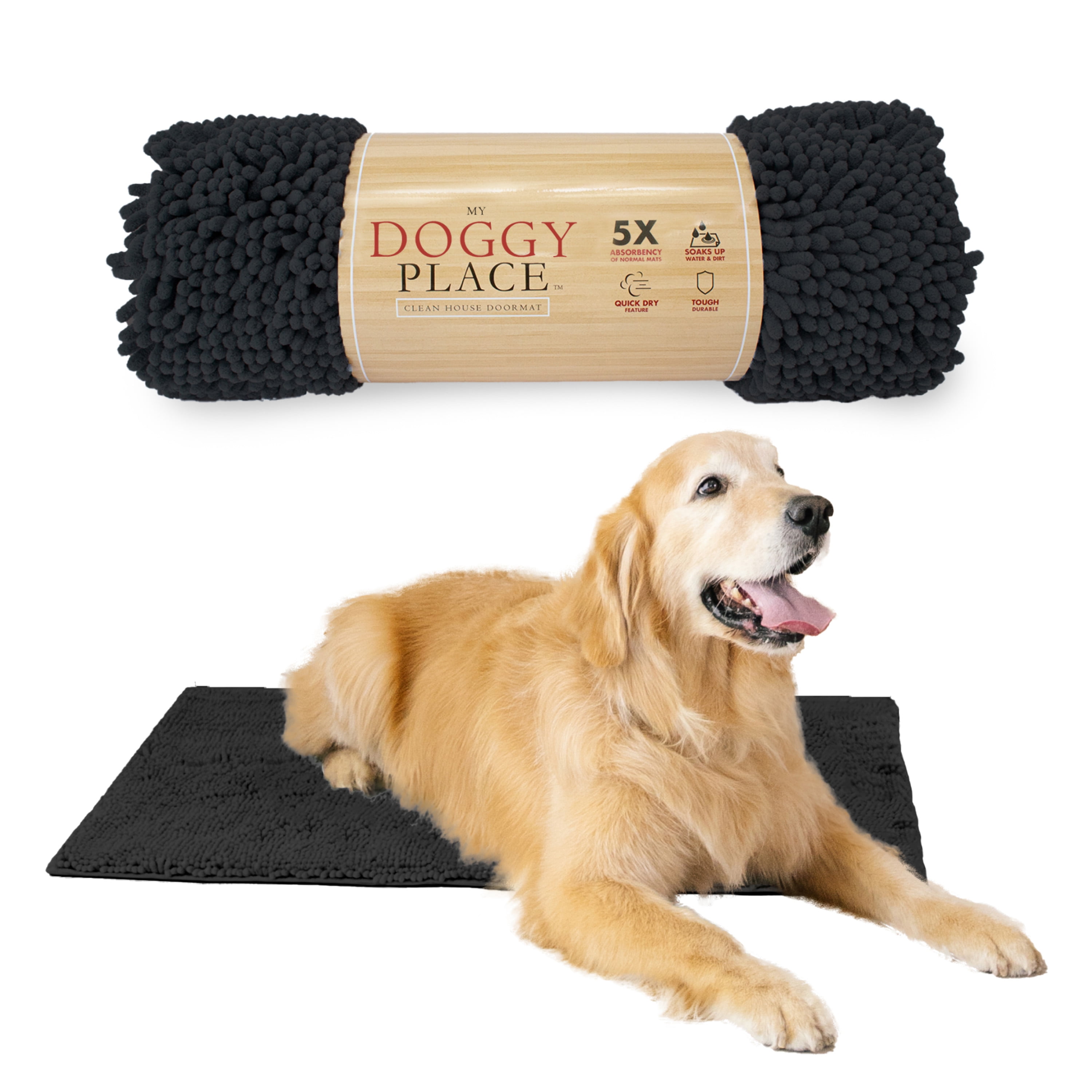My Doggy Place Dog Mat for Muddy Paws, Washable Dog Dog Mat, Charcoal