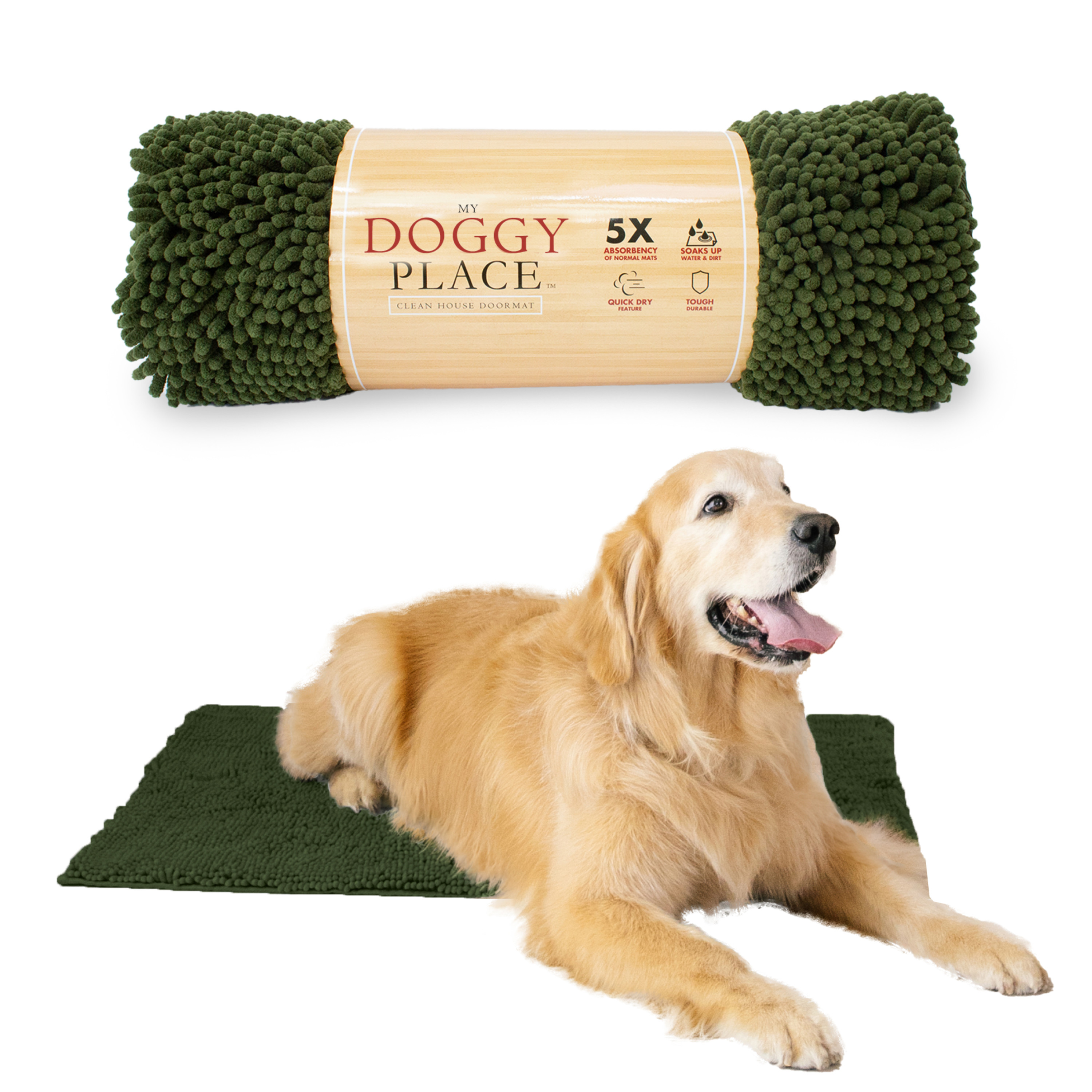 My Doggy Place Dog Mat for Muddy Paws, Washable Dog Dog Mat, Chive