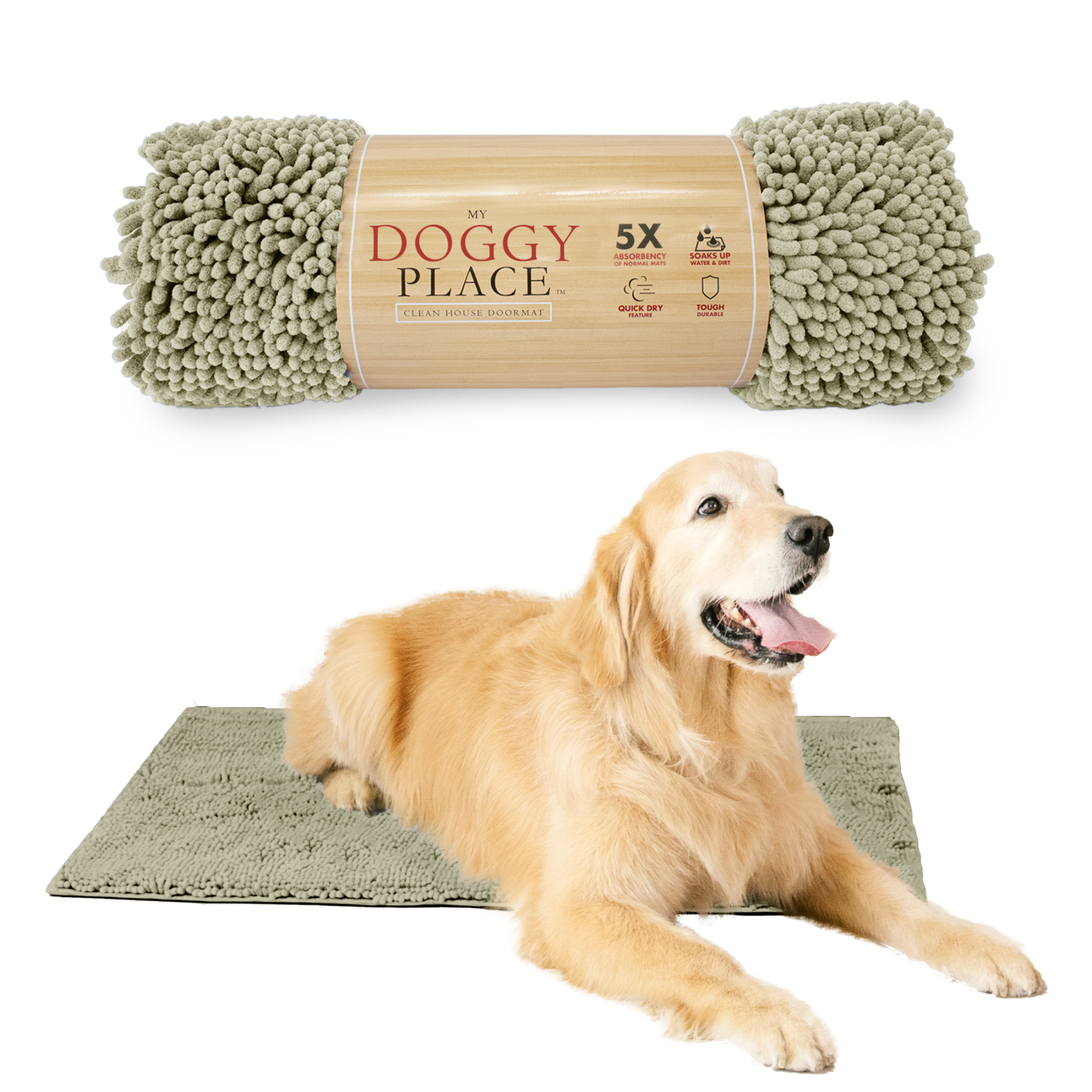 My Doggy Place Dog Mat for Muddy Paws, Washable Dog Dog Mat, Oatmeal