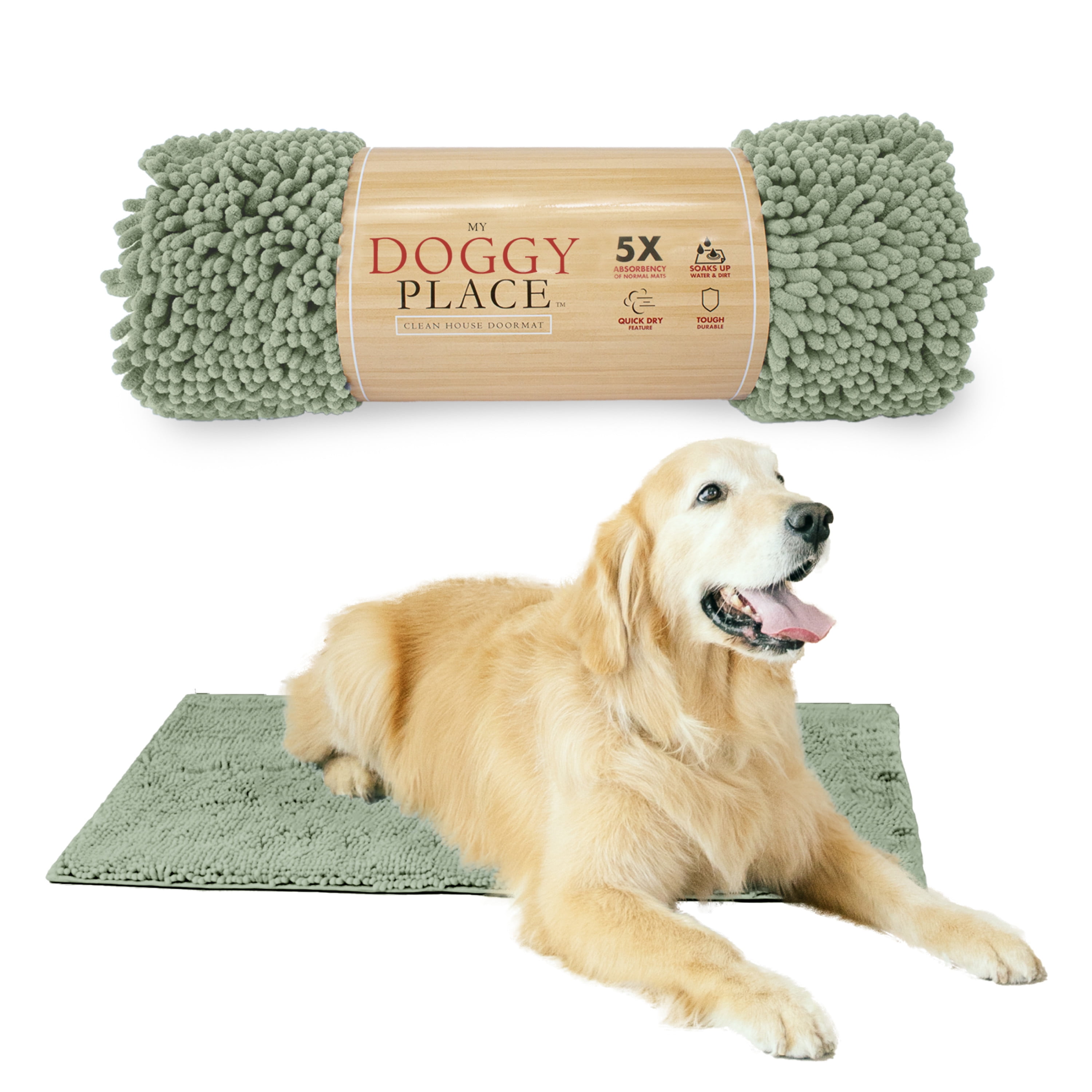 My Doggy Place Dog Mat for Muddy Paws, Washable Dog Dog Mat, Sage Green