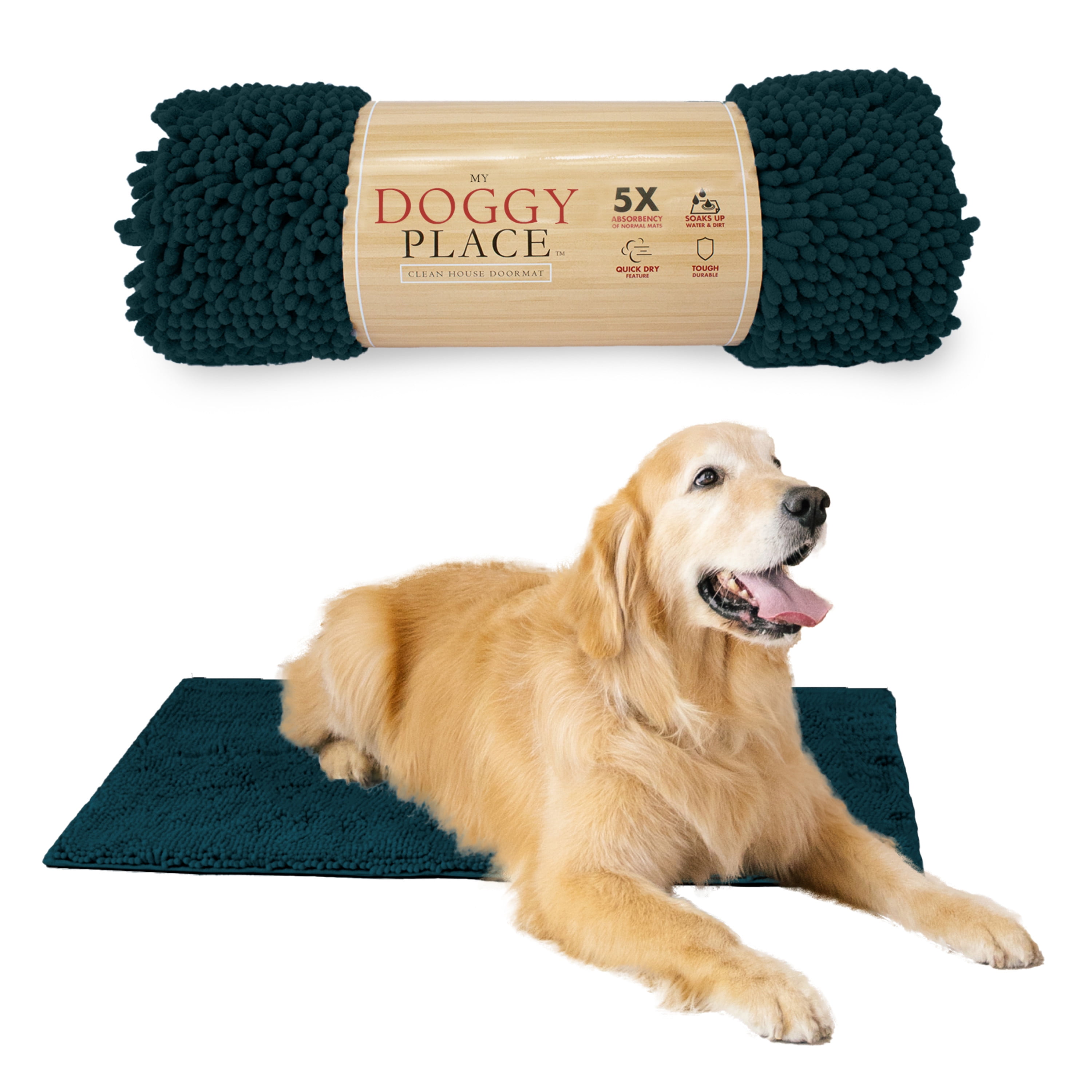 My Doggy Place Dog Mat for Muddy Paws, Washable Dog Dog Mat, Teal