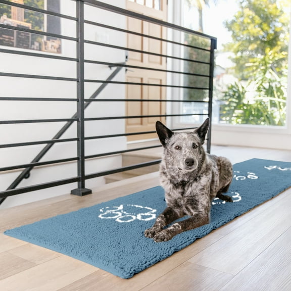 My Doggy Place Dog Mat for Muddy Paws, Washable Dog Door Mat, Denim, Runner