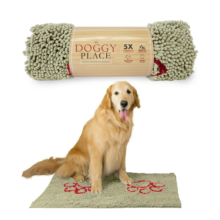 My Doggy Place Dog Mat for Muddy Paws, Washable Dog Door Mat, Oatmeal, L