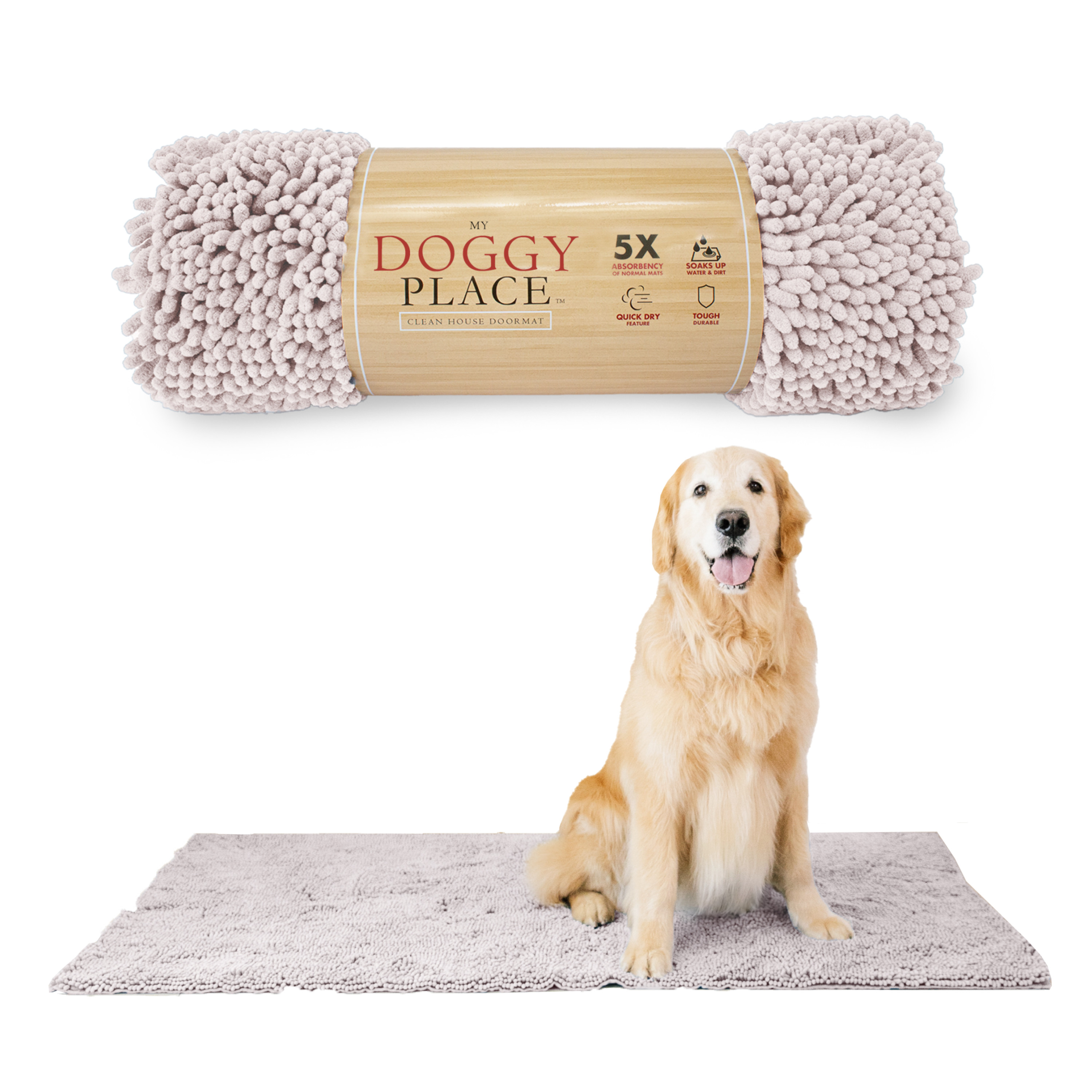 My Doggy Place Dog Mat for Muddy Paws, Washable Dog Door Mat, Pink