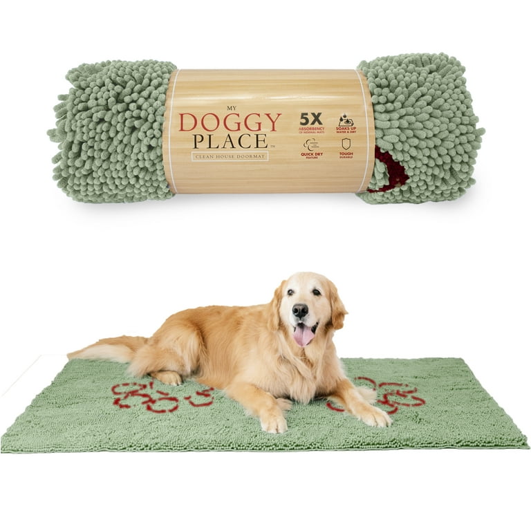 OLANLY Dog Door Mat for Muddy Paws, Absorbs Moisture and Dirt, Absorbent  Non-Slip Washable Mat