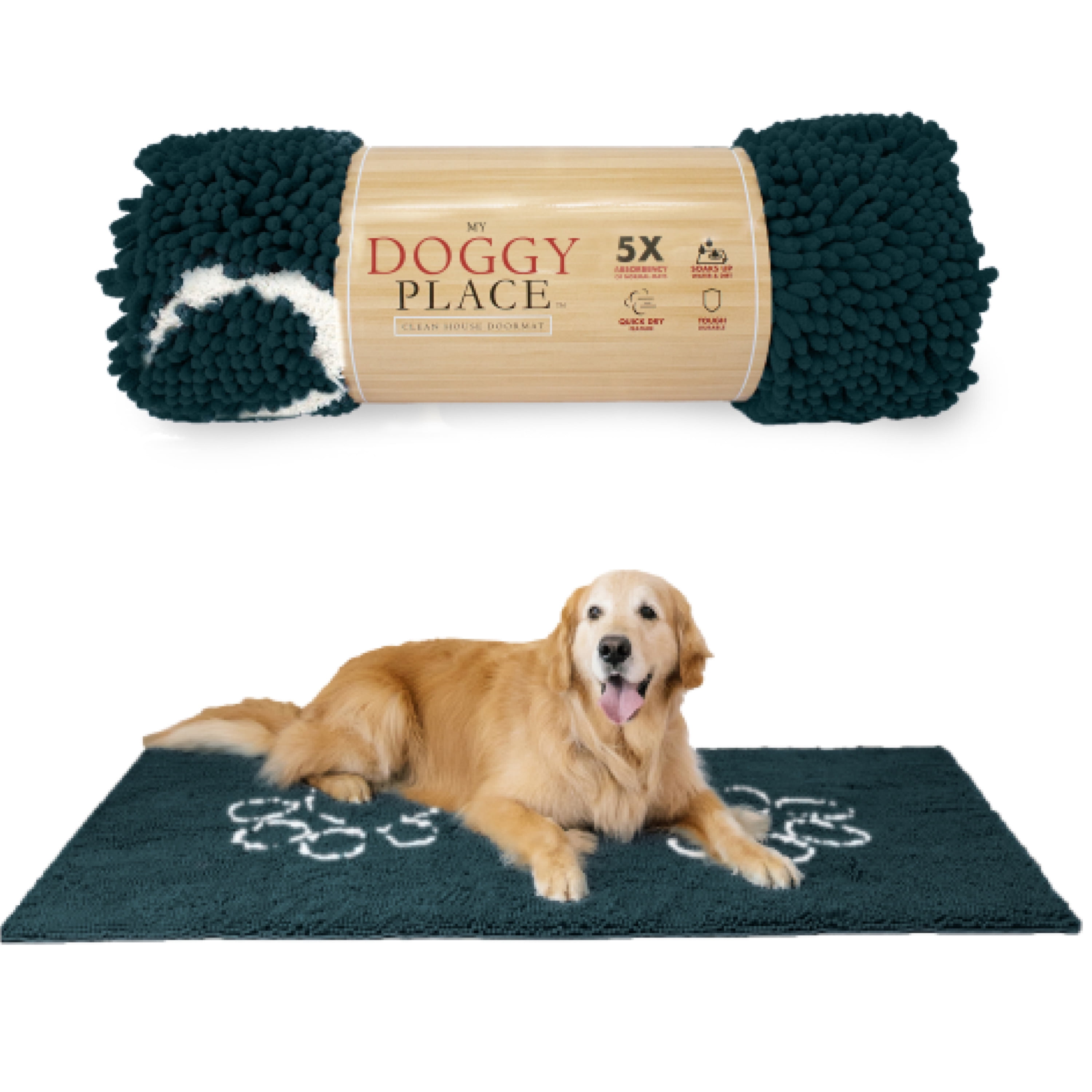 My Doggy Place Dog Mat for Muddy Paws, Washable Dog Door Mat, Teal
