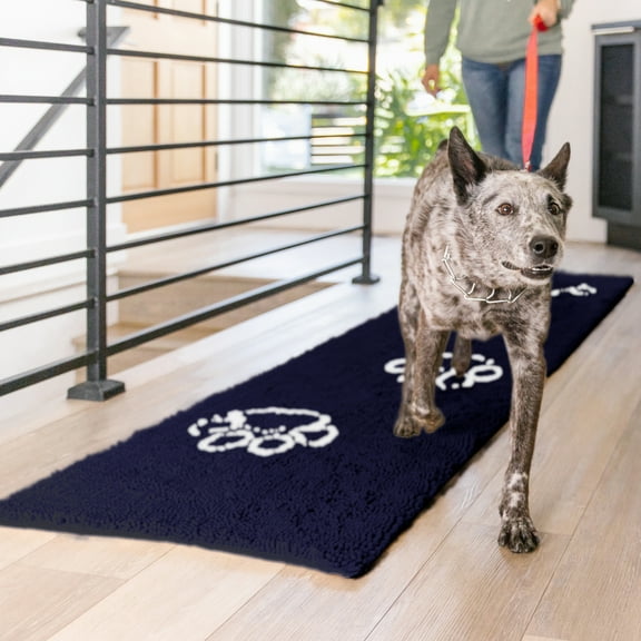 My Doggy Place Dog Mat for Muddy Paws, Washable Dog Mat, Navy Blue, Runner