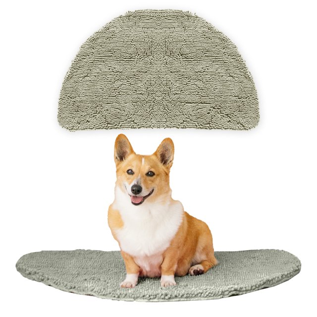 My Doggy Place Dog Mat for Muddy Paws, Washable Mat, Oatmeal, Half Moon