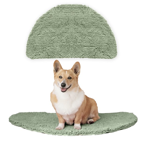 My Doggy Place Dog Mat for Muddy Paws, Washable Rug, Sage Green, Half