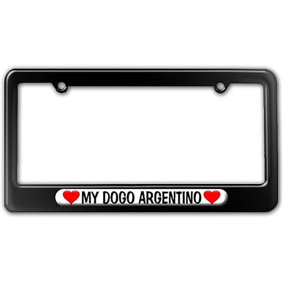 My Dogo Argentino Love with Hearts License Plate Frame