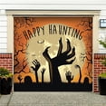 thumbnail image 1 of My Door Decor 285903HALL-007 7 x 8 ft. Happy Haunting Graveyard Zombie Hands Halloween Door Mural Sign Car Garage Banner Decor, Multi Color, 1 of 2