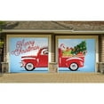 thumbnail image 1 of My Door Decor 285901XMAS-028 7 x 8 ft. Red Truck Christmas Christmas Door Mural Sign Split Car Garage Banner Decor, Multi Color, 1 of 4