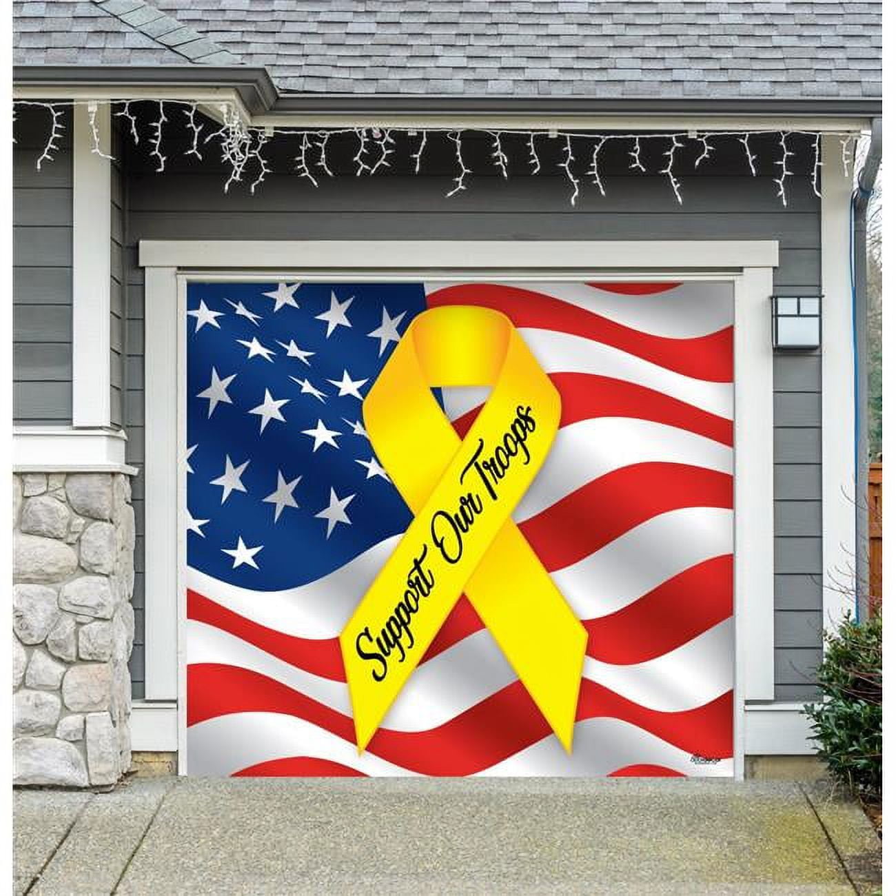 My Door Decor Support Our Troops Patriotic 7 ft. x 8 ft. Garage