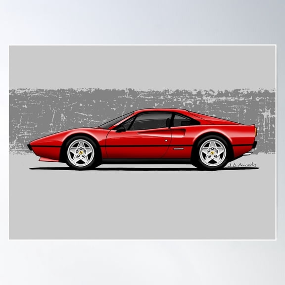 My Drawing Of The Red Maranello Italian Classic Sports Car Poster Wall Art, Modern Wall Decor, 8x12 UNFRAMED