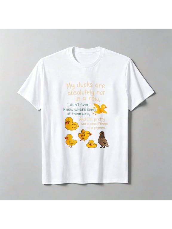 My Ducks Are Absolutely Not In A Row Women's Graphic T‑Shirt, Funny Mental Health Short‑Sleeve Crew Neck Casual Tee Tops