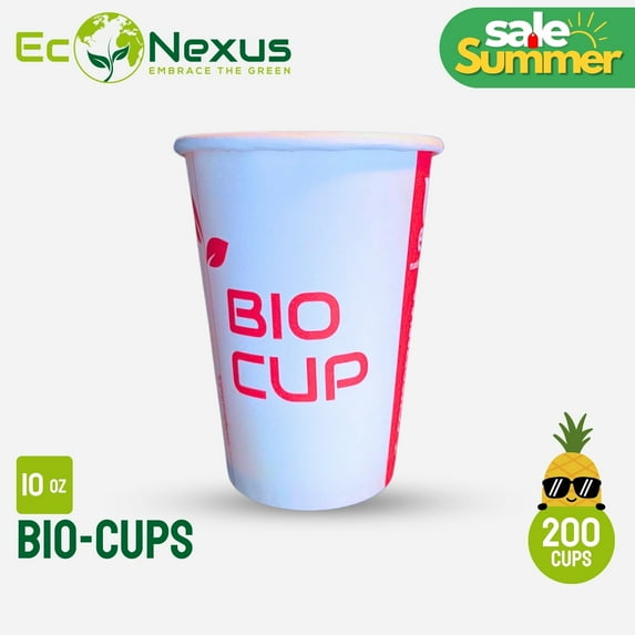 My Econexus 10 Oz Smooth Eco-Friendly Red Disposable Paper Cups, 200 Count (200 Pack)