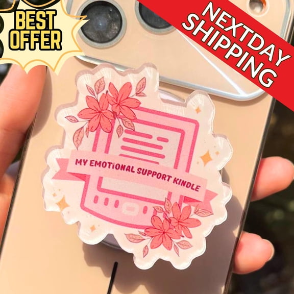 My Emotional Support Phone Grip: Cute Pink Magnetic PopSocket, Fun Bookish MagSafe Phone Holder, Perfect Gift For Book Lover and Teen