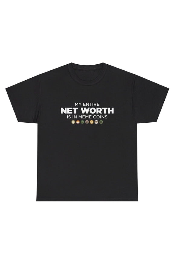 My Entire Net Worth Is In Memecoins T Shirt Funny Crypto Trader Gen Z Gift Tee