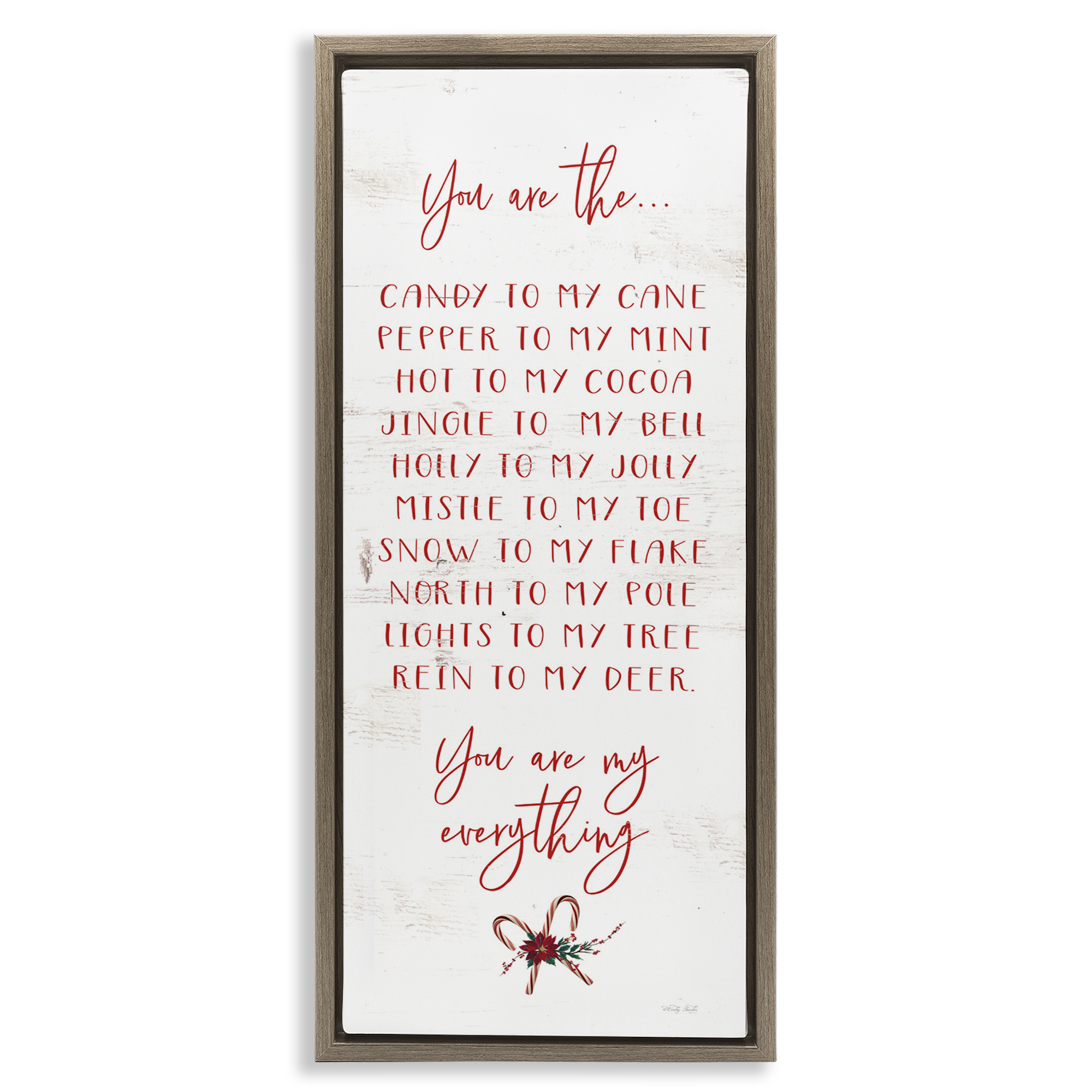 My Everything Holiday Romance Brown Framed Floater Canvas Wall Art, design by Cindy Jacobs