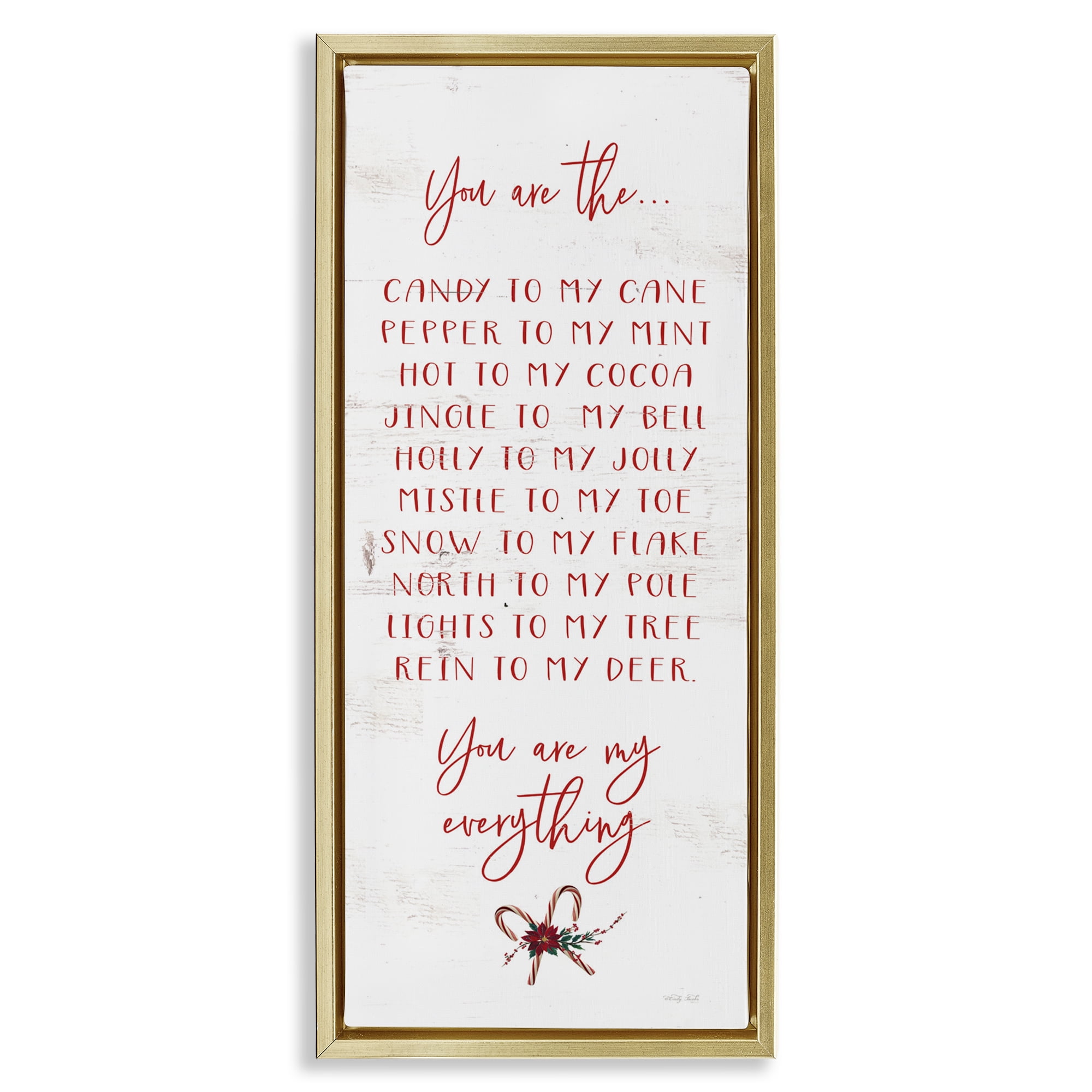 My Everything Holiday Romance Gold Framed Floater Canvas Wall Art, design by Cindy Jacobs