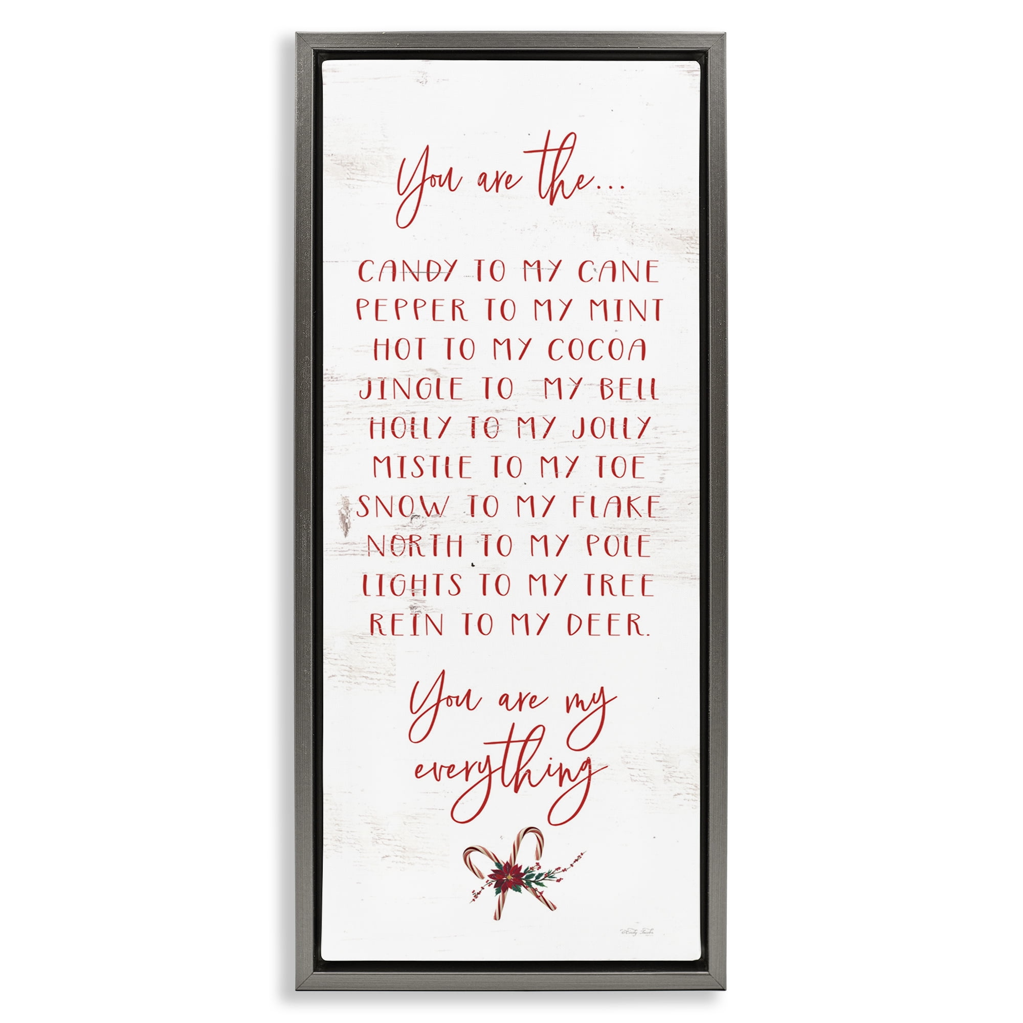 My Everything Holiday Romance Gray Framed Floater Canvas Wall Art, design by Cindy Jacobs
