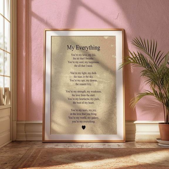 My Everything Love Poem Romantic Anniversary Vintage Typography Wedding